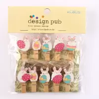 彩色爱心夹子生日婚礼小木夹子照片墙装饰麻绳夹子相片夹创意卡通|复活节兔子 20个夹子送4米麻绳6个无痕钉