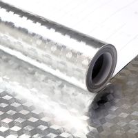 厨房防油贴纸铝箔纸耐高温灶台面防水橱柜衣柜抽屉垫壁纸自粘墙贴|立方格 40CM*3米