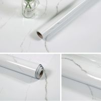 厨房防油贴纸瓷砖防水耐高温自粘墙贴纸灶台用橱柜台面大理石壁纸|白裂|/自粘 10米*0.6米1件
