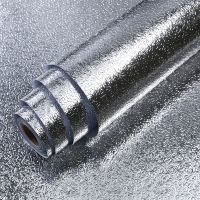 加厚透明家用厨房防油贴纸灶台油烟机橱柜自粘贴纸耐高温防水墙贴|银色铝箔贴纸 60cm宽*8米长[赠美工刀+刮板]