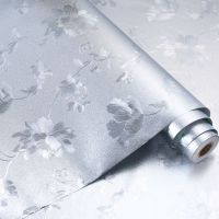 墙纸自粘防水厨房防油贴纸耐高温灶台用橱柜油烟墙贴防潮铝箔加厚|银色芙蓉防油贴[新款] 40cm宽*0.5米长(特惠)