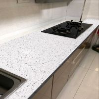 厨房防油贴纸耐高温防水防潮自粘油烟机壁纸柜灶台用墙贴防霉墙纸|简约白水磨石 60厘米宽x1米长