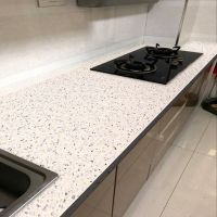 厨房防油贴纸耐高温防水防潮自粘油烟机壁纸柜灶台用墙贴防霉墙纸|简约黄水磨石 60厘米宽x5米长[送刮板和小刀]