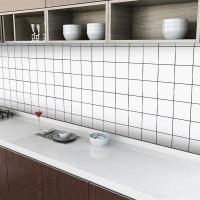 厨房防油贴纸耐高温防水防潮自粘油烟机壁纸柜灶台用墙贴防霉墙纸|简约白格 60厘米宽x3米长[送小刀]