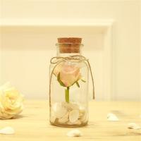玻璃漂瓶贝壳装饰瓶漂木塞透明玻璃瓶家居|大号+粉色玫瑰花(贝壳)