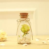 玻璃漂瓶贝壳装饰瓶漂木塞透明玻璃瓶家居|大号+绿色玫瑰花(贝壳)