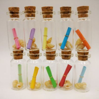 10只复古许愿瓶家居装饰瓶迷你玻璃瓶礼品瓶漂瓶胎发乳牙保存瓶|裸瓶+木塞+海螺+信纸(10只)