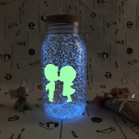 夜光许愿瓶荧光星空瓶玻璃瓶漂瓶幸运星瓶折星星纸装星星瓶520|爱之吻 8X13CM