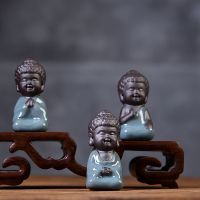 紫砂茶宠变色茶盘茶台茶艺金蟾茶具配件创意茶宠摆件精品可养|哥窑茶宠3个(菩萨)