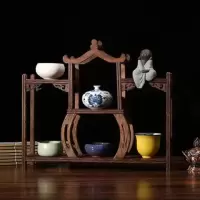 鸡翅木博古架红木多宝阁紫砂壶茶具摆件展示架家具置物展架工艺品|亭子