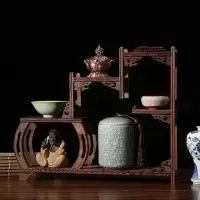鸡翅木博古架红木多宝阁紫砂壶茶具摆件展示架家具置物展架工艺品|边鼓