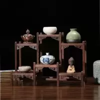 鸡翅木博古架红木多宝阁紫砂壶茶具摆件展示架家具置物展架工艺品|前后台