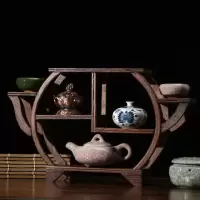 鸡翅木博古架红木多宝阁紫砂壶茶具摆件展示架家具置物展架工艺品|茶壶