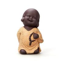 紫砂茶宠变色茶盘茶台茶艺金蟾茶具配件创意茶宠摆件精品可养|挂珠和尚橙黄