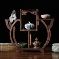鸡翅木博古架红木多宝阁紫砂壶茶具摆件展示架家具置物展架工艺品|茶杯