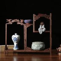 鸡翅木博古架红木多宝阁紫砂壶茶具摆件展示架家具置物展架工艺品|边龙