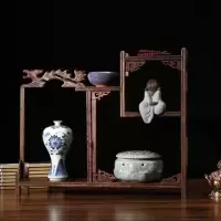 鸡翅木博古架红木多宝阁紫砂壶茶具摆件展示架家具置物展架工艺品|边龙