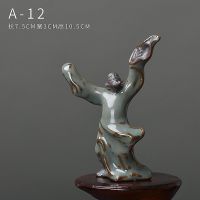 哥窑禅意小茶宠精品可养开片紫砂人物创意可爱摆件貔貅蟾茶道配件|A李白(吟诗)