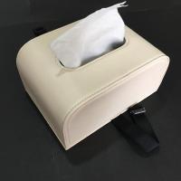 车载纸巾盒皮质车内用品中控座椅扶手箱创意抽纸盒夜光号码停车|绑带款:小号米白
