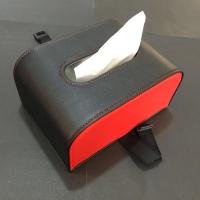 车载纸巾盒皮质车内用品中控座椅扶手箱创意抽纸盒夜光号码停车|绑带款:小号黑色红边