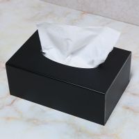 酒店纸巾盒宾馆ktv抽纸盒亚克力简约塑料餐巾纸抽盒可印logo|中号磨砂黑