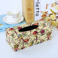 欧式纸巾盒家居酒店专用皮革抽纸盒创意时尚纸抽盒餐巾盒|猫头鹰 大号24*12*8.5cm