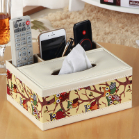 抽纸盒纸巾盒客厅欧式多功能家用餐巾纸抽盒子茶几遥控器桌面收纳|黄猫纹 方形款