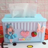 少女心创意可爱家用桌面纸巾盒卫生纸盒纸抽盒卷纸盒办公抽纸盒|蓝色长发公主草莓款抽纸盒