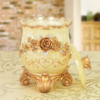 创意欧式现代美式餐纸巾盒客厅遥控器收纳盒茶几家用简约抽纸盒|金边玫瑰棉签盒