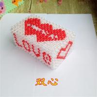 手工串珠成品纸巾盒抽纸盒diy材料女友礼品家居摆饰收纳盒子|红色透明双心小号