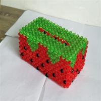 手工串珠成品纸巾盒抽纸盒diy材料女友礼品家居摆饰收纳盒子|明黄色草莓大红小号