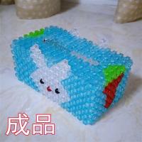 手工串珠成品纸巾盒抽纸盒diy材料女友礼品家居摆饰收纳盒子|兔子蓝小号