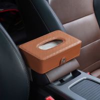 汽车用品车载车用遮阳板纸巾盒汽车内饰品挂式车内餐巾抽纸盒|绑带[棕色] 配10包纸巾