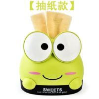 可爱粉色少女心小猪纸巾盒儿童卡通小麦秸秆抽纸盒车载餐巾盒纸巾|青蛙(抽纸款)绿色