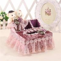 布艺多功能纸巾盒茶几桌面遥控器收纳盒餐巾抽纸盒创意欧式客厅|颜丽熊二合一（中号）豆沙色