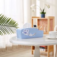 欧式树脂纸巾盒客厅多功能桌面茶几抽纸盒简约现代家用餐巾收纳盒|蓝色(带收纳)