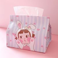 ins网红可爱少女心卡通桌面纸巾套家用抽纸车载皮革防水卷纸巾盒|兔子装女孩 纸巾盒[硬]