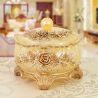 纸巾盒欧式树脂田园抽纸盒创意纸抽盒遥控器收纳盒家用客厅纸巾筒|金边玫瑰烟灰缸