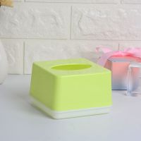 正方形小号抽纸盒塑料纸巾盒餐饮酒店饭店餐巾纸盒子|绿色[白底] 6个装
