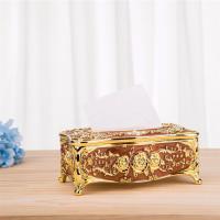 欧式复古抽纸盒时尚茶几抽纸盒纸巾盒客厅纸抽盒餐巾盒家用客创意|玫瑰花语金[富贵咖]