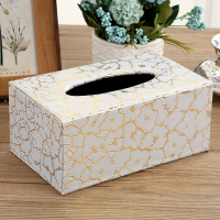 欧式纸巾盒家用客厅抽纸盒创意皮革纸抽盒时尚简约餐巾纸盒防水|白金闪电~中号
