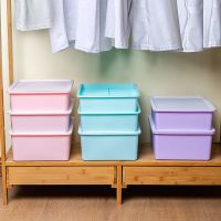 内衣袜子收纳盒家用塑料文胸内裤收纳柜整理储物箱学生宿舍收纳盒|湖水蓝 2盒+2盖(10格+15格盒)