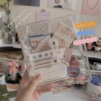 韩国ins文具透明绕线收纳袋护肤品便携收纳整理收纳包小红书同款