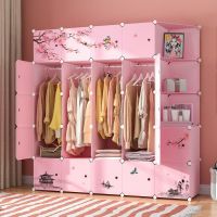 衣柜简易布推拉门组装收纳架单人钢管加粗加固双人实木儿童小挂柜