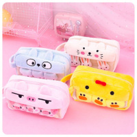 毛绒可爱手提笔袋大容量多功能简约女ins风韩版高中初中网红笔袋