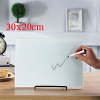 桌面小白板办公室工作记事备忘录留言板玻璃台面儿童学生写字黑板|珍珠白 30x20防刮磁性桌面记事板+礼包