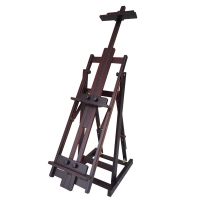 美术专用支架式实木水彩素描油画架木质平立两用花板画架kt板展架|黑胡桃色 油画架展示款