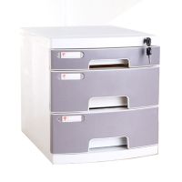 办公桌面文件柜a4抽屉收纳式盒带锁资料箱储物档案文件架|3628灰(中三层)