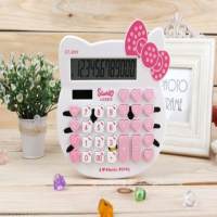 创意真人语音提示时间大按键办公计算机 韩国可爱卡通kitty计算器|大号太阳能KT-3399白色不带语音