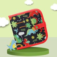 儿童画板涂鸦写字白板便携双面可用小黑板可擦水粉笔涂绘画本家用|红色恐龙-老款 14页+12只水粉笔